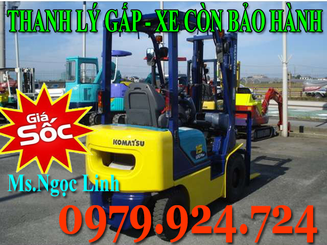 Xe nâng điện ngồi lái cũ hiệu Komatsu 1.5 tấn, 3 mét mới 85%